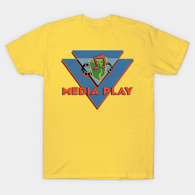 Retro Defunct Media Play Record Store T-Shirt by darklordpug